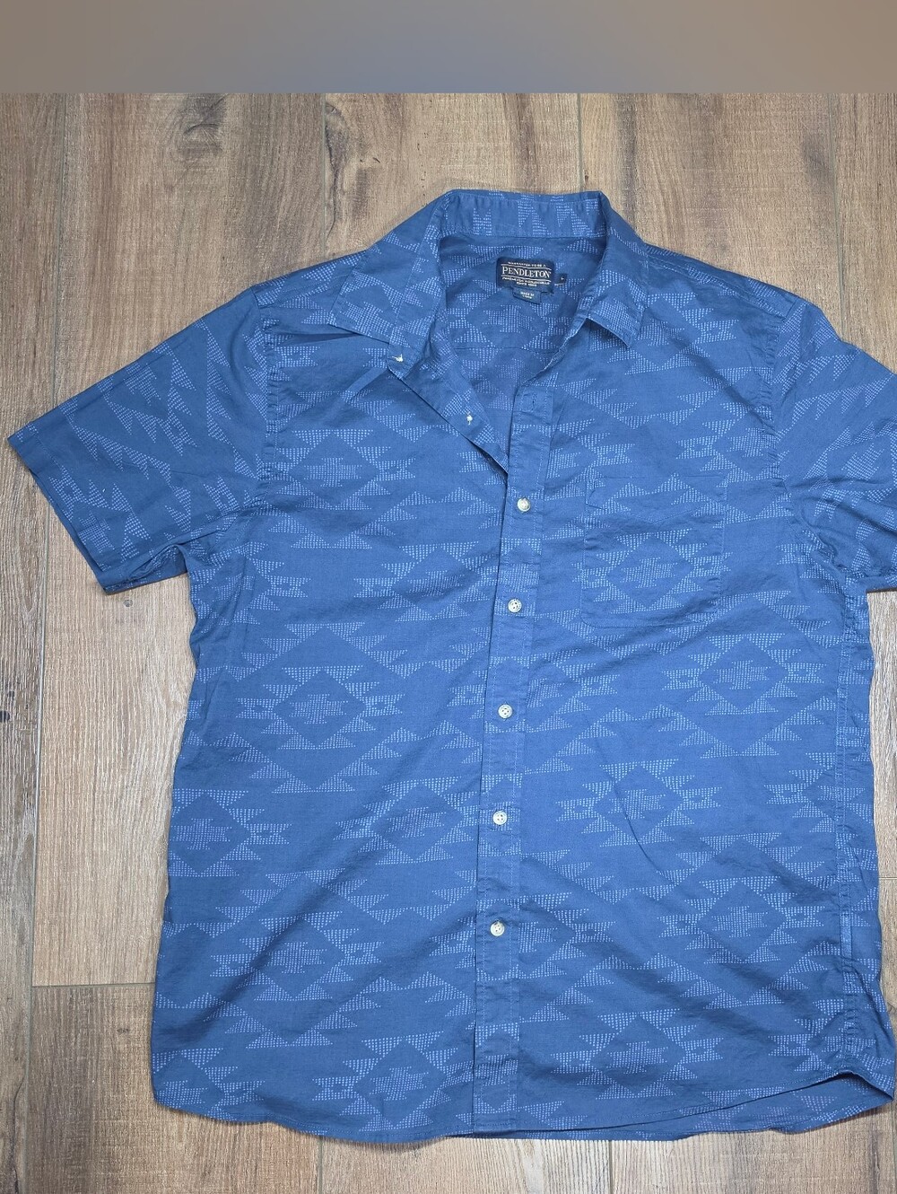 Pendleton Blue Southwestern Geometric Short Sleeve Shirt Men’s L